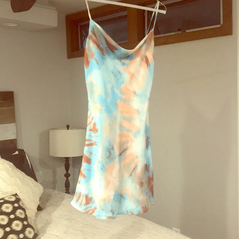 Brand new tie dye scoop neck mini dress
